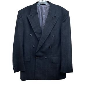 Zylos George Machado Jacket Men’s Size 41 Black Gray Double Breasted Coat Wool
